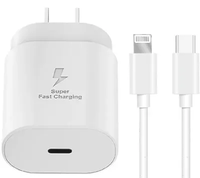 Zdjęcie produktu dla Smartiee Szybka Ładowarka Sieciowa 25W USB-C + Kabel USB-C-LIGHTNING do iPhone, iPad, AirPods (Zestaw)