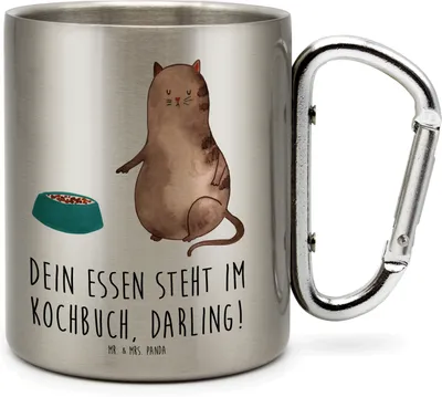 Produktbild von Mr. & Mrs. Panda Thermobecher Katze Fressen - Transparent - Geschenk, Kaffeebecher Edelstahl, Teetasse, thermotasse, Isolierbecher, Trinkbecher