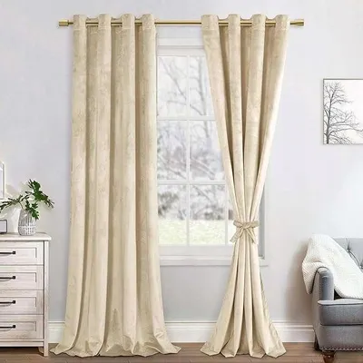 Zdjęcie produktu dla Zasłony zaciemniające aksamit 140x280 cm 2 szt beżowe z przelotkami