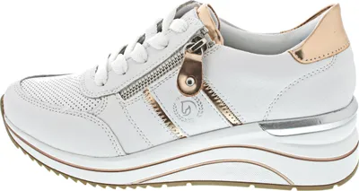 Image de Remonte Femmes Baskets cool et sportives en cuir lisse Fermeture éclair D0T04, Taille:40 EU, Couleur:Or