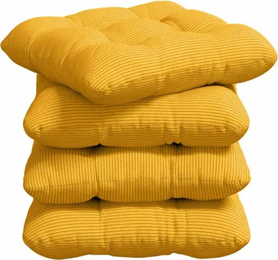 Produktbild von vidaXL Sitzkissen 4 pcs Helles Gelb 45 x 45 cm Cordstoff