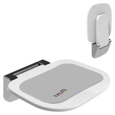 Imagen del producto de Silla abatible para ducha, de montaje en pared, color blanco, plegable, para personas mayores, ideal para baño y ducha