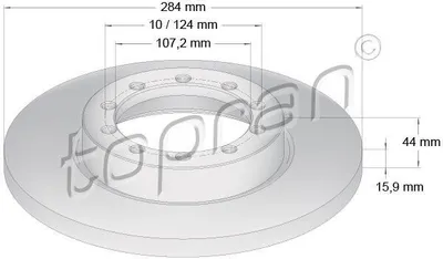 Produktbild von 2x TOPRAN Bremsscheibe 304 616 hinten für FORD TRANSIT MK-7 Kasten 43 9mm 284mm