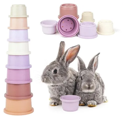 Produktbild von Konijnenspeelgoed stapelbar, 8-teilig, lila, für Kleintiere