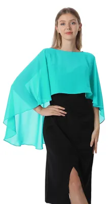 Immagine prodotto di Coprispalle in chiffon per donna, scialli e mantelli eleganti, ideali per abiti da sera e matrimoni