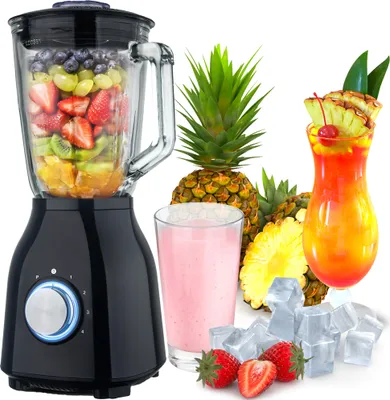 Produktbild von Stojanový mixér TurboTronic - BG6 - 1400 W s 1,5l skleněnou nádobou nerezová ocel stříbrná, skleněný mixér / výrobník smoothie Funkce drcení ledu Mixér na mléko BEZ BPA