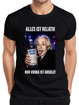 Imagen del producto de Todo es relativo, solo el vodka es absoluto. Camiseta para hombre, diseño "Einstein Party Physics", color , talla M