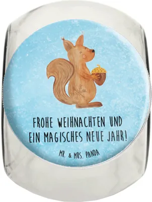 Produktbild von Mr. & Mrs. Panda Kaffeedose Eichhörnchen Weihnachten L 870ml - Eisblau - Geschenk, Neujahr, Frohe, Frohes Neues Jahr, Vogel, Glasdose, Bonboniere, glasbehälter