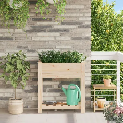 Immagine prodotto di Vaso da fiori rustico in legno massello di abete, dimensioni 71 x 37 x 76 cm