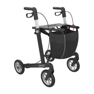 Produktbild von Rehasense Server Aluminium Leichtgewichtrollator Farbe: schwarz, Sitzhöhe: L - 62 cm, Bereifung: TPE-Bereifung