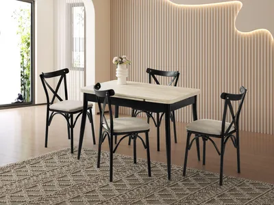 Obrázok produktu pre Skye Decor, kvalitný rozťahovací jedálenský stôl, travertín a čierna farba, 110-170 cm