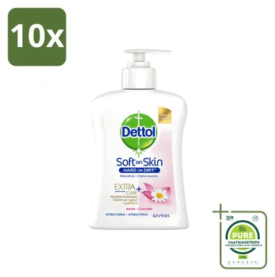 Image de 10 flacons de savon antibactérien pour les mains Dettol, hydratant, à la camomille, 250 ml, lot de 10