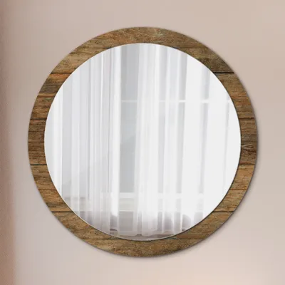 Produktbild von Modern Spiegel - Wandspiegel Design Wandmontage – Badspiegel mit Aufdruck - Rundspiegel - Alt Holz - Rund: Ø100cm
