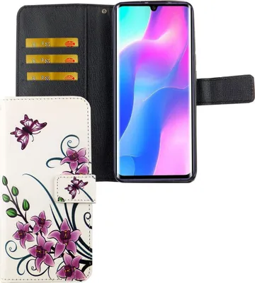 Produktbild von Xiaomi Mi Note 10 Lite Tasche Handy Hülle Schutz-Cover Flip-Case mit Kartenfach Lotusblume