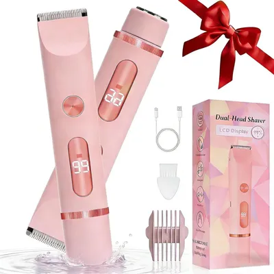 Imagen del producto de Depiladora eléctrica para mujer, afeitadora bikini húmeda y seca, color rosa