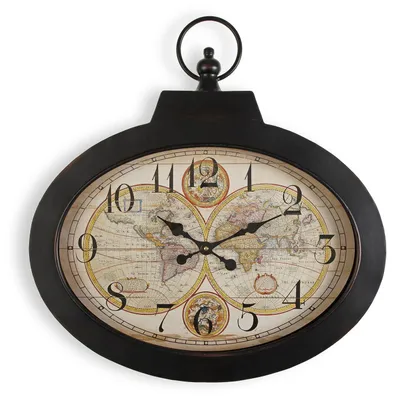 Wanduhr 63 cm, Metall, Schwarz, Vintage-Ziffern, geräuschlos