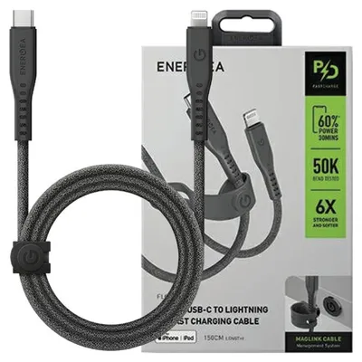 Image de Energea Cable Flow Usb-C - Lightningc94 Mfi 1.5M Czarny/Black 60W 3A Pd Fast Charge