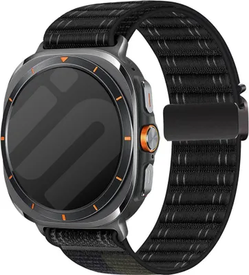 Produktbild von Strap-it Wave Nylonband mit Fallschirmschließe - passend für Samsung Galaxy Watch Ultra / Ultra 2025 (schwarz)