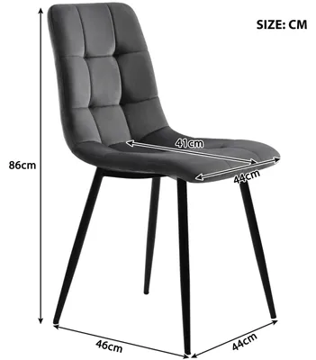 Image de Ensemble de 4 chaises de salle à manger, revêtues de velours et dotées d'une structure métallique robuste, avec un design ergonomique