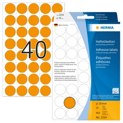 Obrázok produktu pre HERMA 2254, Oranžová, Kruh, Celulóza, Papája, 24 listy, 11,1 cm, 17 cm