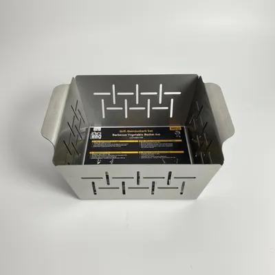 Produktbild von Let's BBQ 2er Set Grill-Gemüsekorb Edelstahl 22x18,5x7cm Grillkorb BBQ Grill