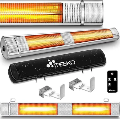 Produktbild von Infrarot Heizstrahler 3000W mit Fernbedienung | Wärmestrahler Terrasse elektrisch mit 3 Heizstufen | Terrassenstrahler Innen & Außen | Wand- Infrarotstrahler Wickeltischstrahler