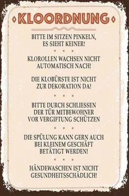 Produktbild von vianmo Holzschild 30x20 cm Kloordnung bitte im sitzen pinkeln