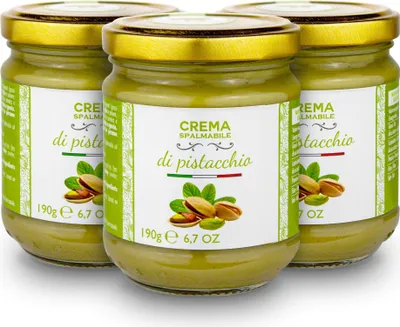 Produktbild von Süße Pistaziencreme | 40 % Pistazien | 3 x 190 g | Brontedolci | Italien