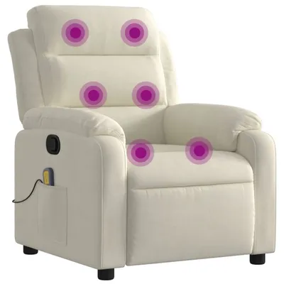 Produktbild von Creme Samt Massagesessel mit manueller Liegefunktion, Vibration, 75x100x92,5 cm