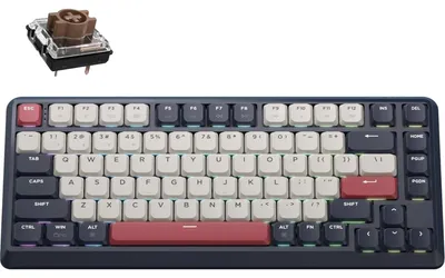 Obrázek produktu pro Keychron J1, bezdrátová mechanická klávesnice s podporou QMK, 2,4 GHz a Bluetooth – tmavě modrá / RGB podsvícení (možnost výměny spínačů) / Brown