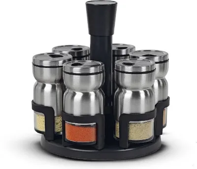 Produktbild von 7-teiliges Gewürzständer-Set, Gewürzstreuer, Gewürzbehälter - Perfekt für jede Küche Silber