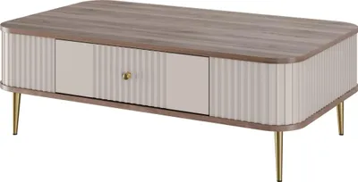 Produktbild von Vesper Couchtisch mit Schublade – 103 x 60 cm | Kaschmir/Walnuss/Gold