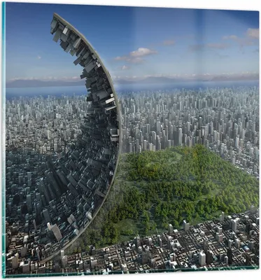 Produktbild von Bilder auf glas - Baum Park Abstraktion Stadt - 50x50cm - Glasbilder - Wandbilder - Kunstdruck - zum Aufhängen bereit - Wanddekoration aus Glas - Glas Bilder - Wandbild auf Glas - GAC50x50-2506