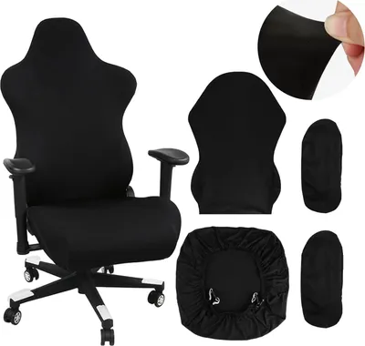 Produktbild von 4 Stš¹ck Gaming Stuhl Bezug, Gaming Stuhlhussen Schwarze, Dehnbare Abnehmbar Waschbar mit Armlehnen Stuhlš¹berzug, Gamingstuhl Bezš¹ge fš¹r Computerstuhl, Gamning-Stuhl, Drehstuhl, Sessel
