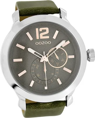 Produktbild von Oozoo Leder Damen Uhr matt Analog Quarzuhr Armband grün Timepieces D2UOC6077A