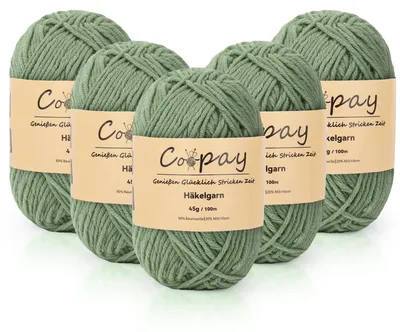 Häkelsegarn 225 g (5 x 45 g) weiches Baumwollgarn grün