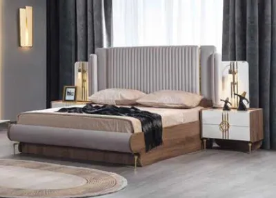 Immagine prodotto di Letto moderno dal design lussuoso Struttura del letto imbottita in vero legno