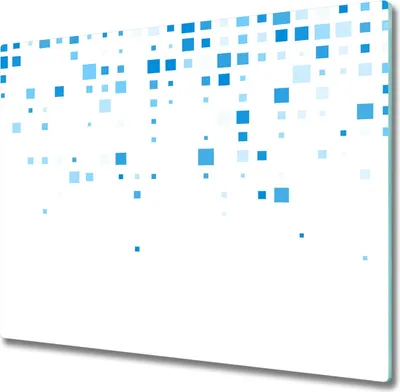 Produktbild von Glas Herdabdeckplatte 60x52 cm Spritzschutz Glasabdeckplatte Schneidebrett Blaue Quadrate