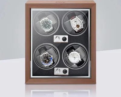 Produktbild von Olvy Uhrenbeweger für 4 Uhren, LED-Beleuchtung, Watchwinder Box Holz, Extrem Leiser Mabuchi Motor, Flexiblem Uhrenkissen, Watch Winder