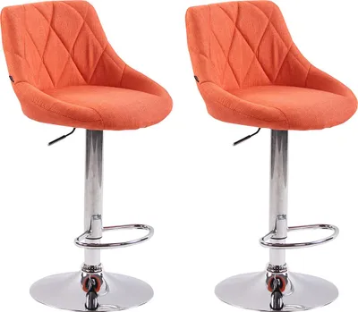 Produktbild von CLP 2er Set Barhocker Lazio Stoff höhenverstellbar und 360 Grad drehbar orange