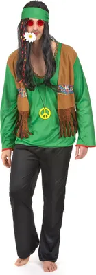 Produktbild von Grün-schwarzes Hippie-Kostüm für Herren Einheitsgröße (42)