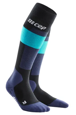 Zdjęcie produktu dla Damskie skarpety kompresyjne sportowe CEP Ski Merino wysokie niebieskie