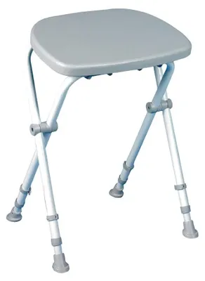 Imagen del producto de Taburete plegable, con altura ajustable, antideslizante, con capacidad de hasta 100 kg, ideal para baño y ducha