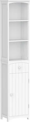 Productafbeelding van Badkamerkast - Hoge kast met planken - 34 x 24 x 170 cm - Smalle opbergkast - Vrijstaand - Wit