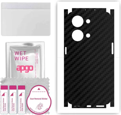 Produktbild von apgo Rückseite + Seiten Schutzfolie, Skin, kompatibel mit OnePlus Nord 3 5G, Hinten Displayschutzfolie aus Vinylfolie, kratzfest, einfache Montage - Schwarzer Kohlenstoff