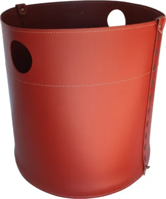 Produktbild von Edler Holzkorb "GIANNO" aus italienischem Leder | Rot (red)