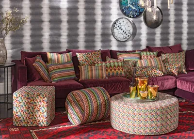 Produktbild von H.O.C.K. Damla Hocker rund Ø80x35cm multicolor boho