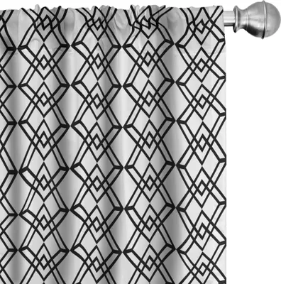 Produktbild von ABAKUHAUS Schwarz und weiß Vorhänge, Gardinen, Gitter-Art-Linien einfarbige Interlace quadriert modernes Digital-Kunst-Muster, 2 Stück 75 x 245 cm, Weiß Schwarz
