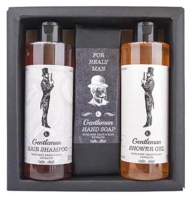 Obrázok produktu pre Kozmetická sada pre mužov Gentleman – sprchový gél 250 ml, mydlo 145 g a šampón 250 ml