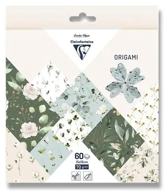 Image de Clairefontaine 95381C - Paquet de papier origami 60 feuilles, 15x15 cm 70g, Romantik, 1 paquet
